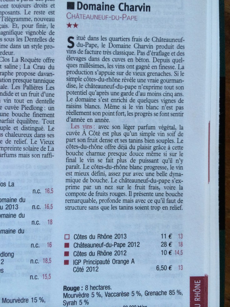 Guide revue des vins de France 2015 Charvin